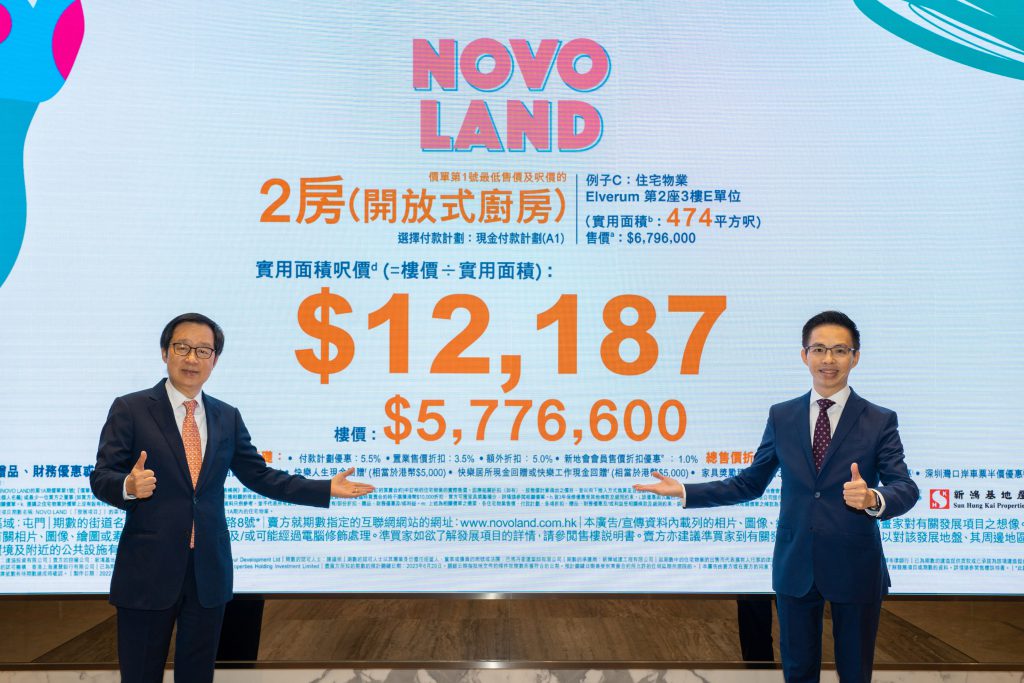 由新鴻基地產推出的新盤 NOVO LAND 公布首張價單，項目位於屯門，設有開放式戶、一房戶、兩房戶及三房戶，預計關鍵日期爲 2023年6月29日。
