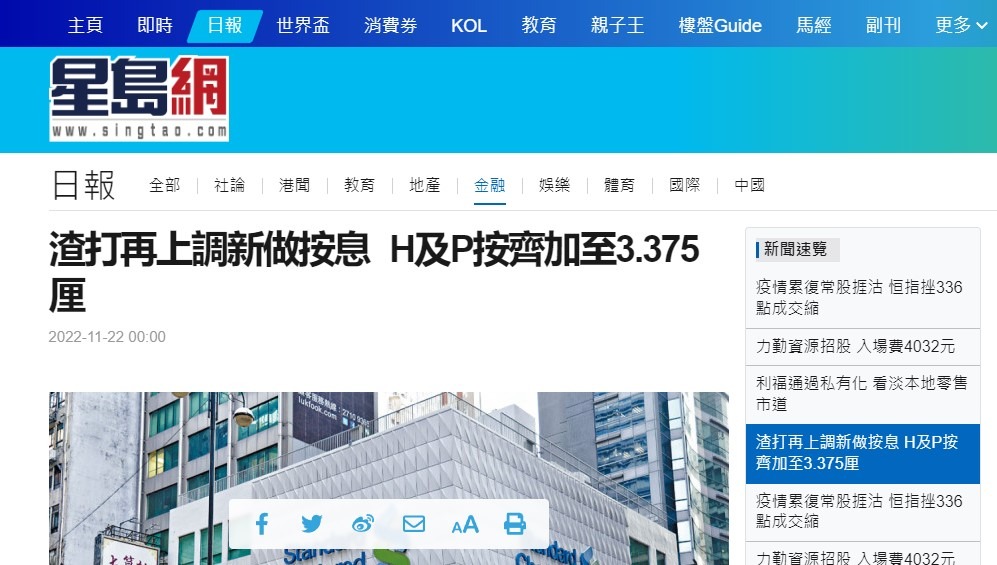 渣打再上調新做按息 H及P按齊加至3.375厘 | 星島網 3 Screenshot 30
